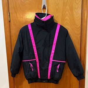 Vintage Women's Black and Pink Ski Jacket